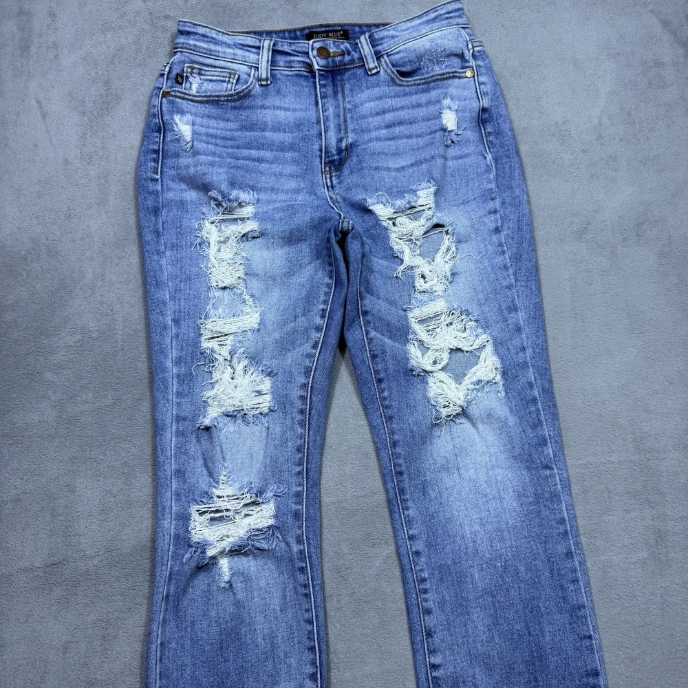 Judy Blue Light Blue High-Rise Distressed Jeans - Picture 2 of 10